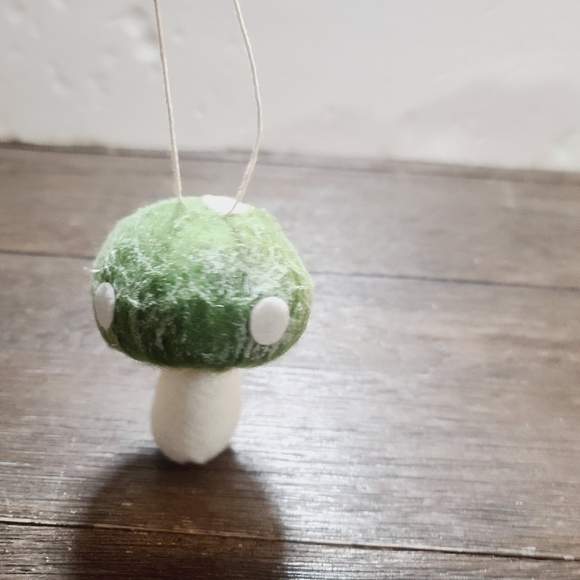Plush Green Mushroom Fairycore Christmas Tree Ornament - Picture 4 of 4